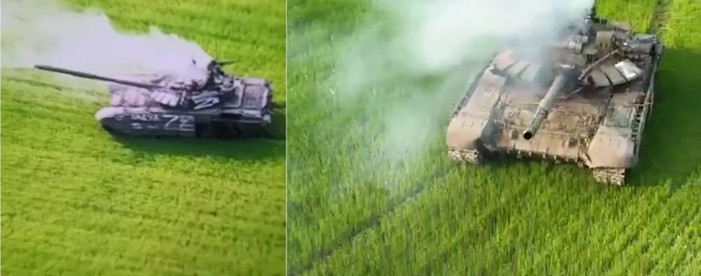 ЗСУ “підсмажили” ворожий танк із окупантами: заїхав на пшеничне поле. Відео