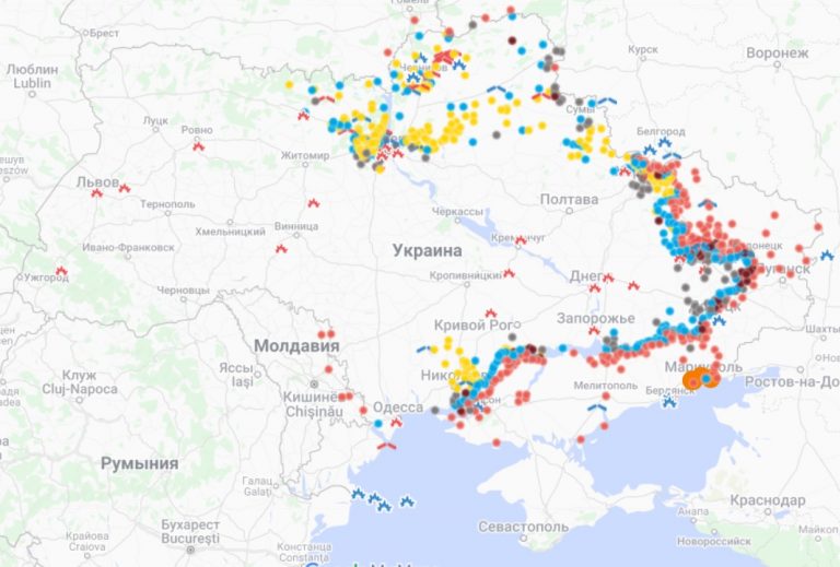 Карта бойових дій в Україні станом на 14 травня